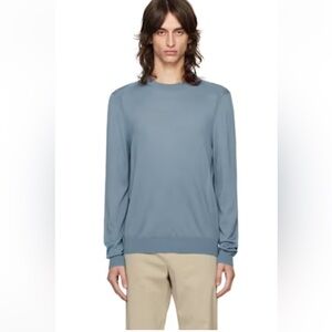 Paul Smith Jeans Cotton Crewneck in Heathered Grey Blue Details size Large